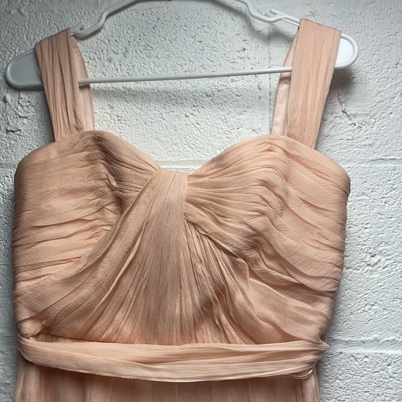 Amsale g782c blush chiffon bridesmaid dress size 6 - Picture 3 of 11